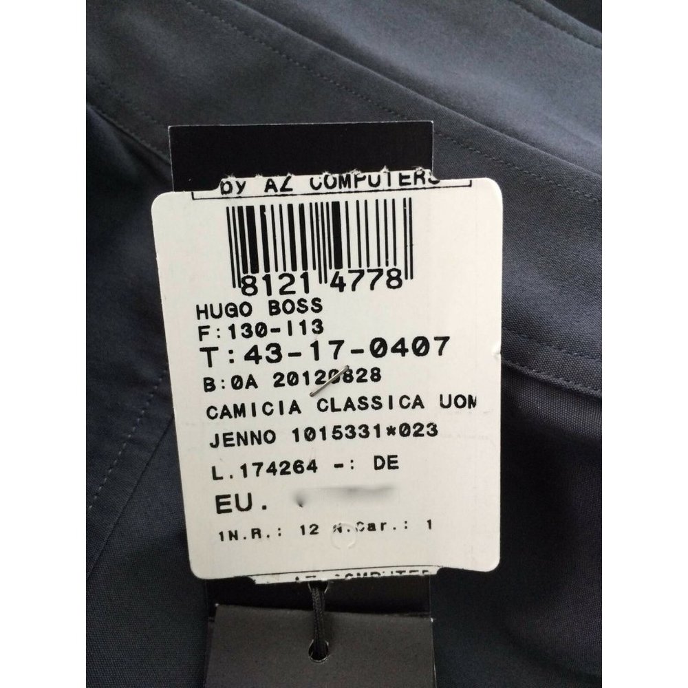 NWT Hugo Boss Mens Shirt Charcoal Gray Cotton Button Slim Fit Classic 43 17 - Picture 11 of 12